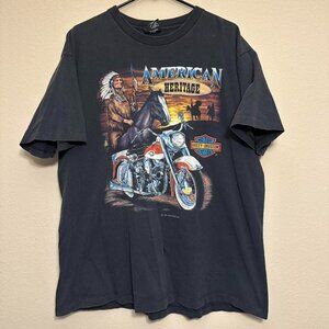 Vintage 1991 Harley Davidson American Heritage Native Black Tee